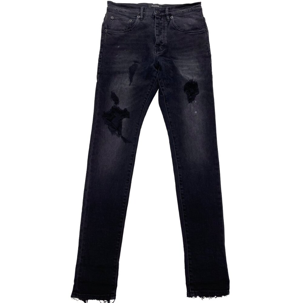 Purple Brand P002-29 Slim Fit Faded Black Blowout Repair Jeans mens size 29x32